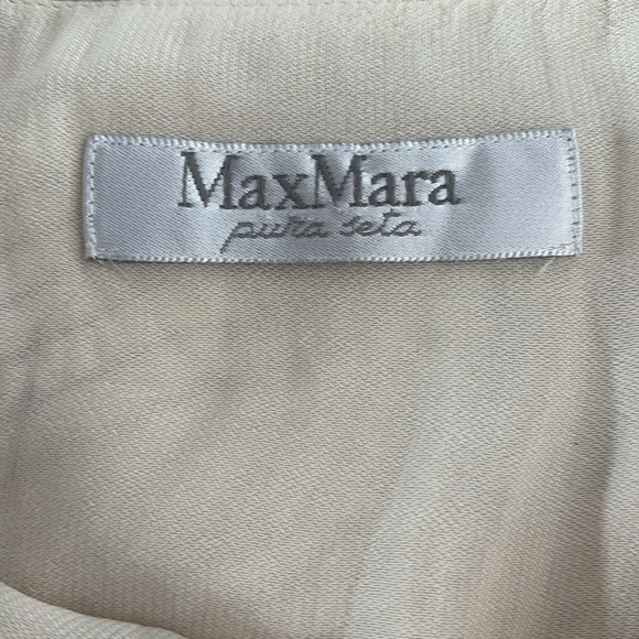 Max Mara sleeveless lined sheath dress cream with black and brown flowers - Picture 12 of 16